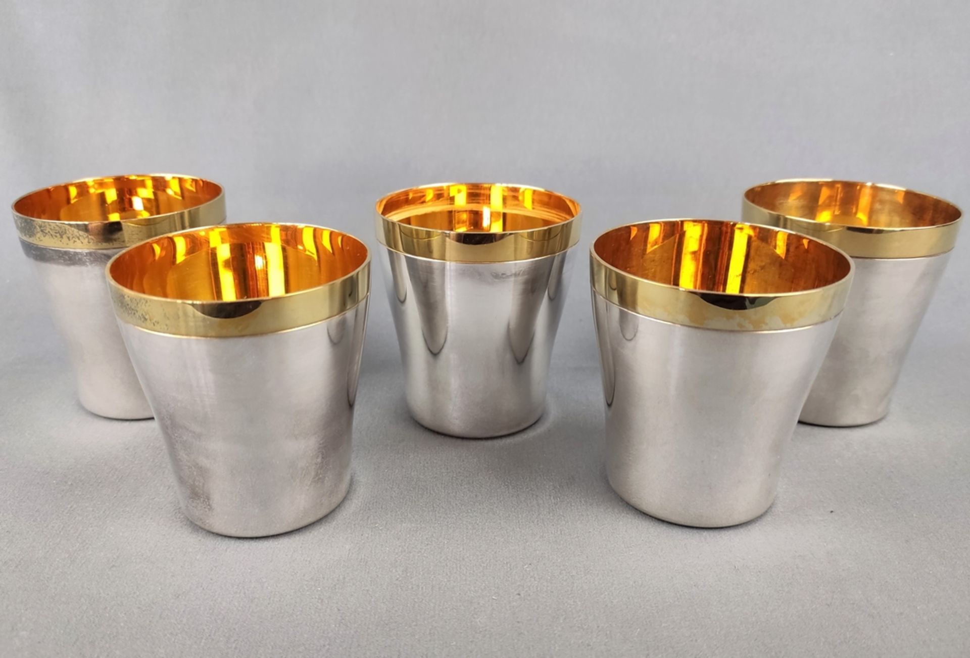 5 silver cups, sterling silver, Jakob Grimminger, Schwäbisch Gmünd, 510g, beautiful, well preserved