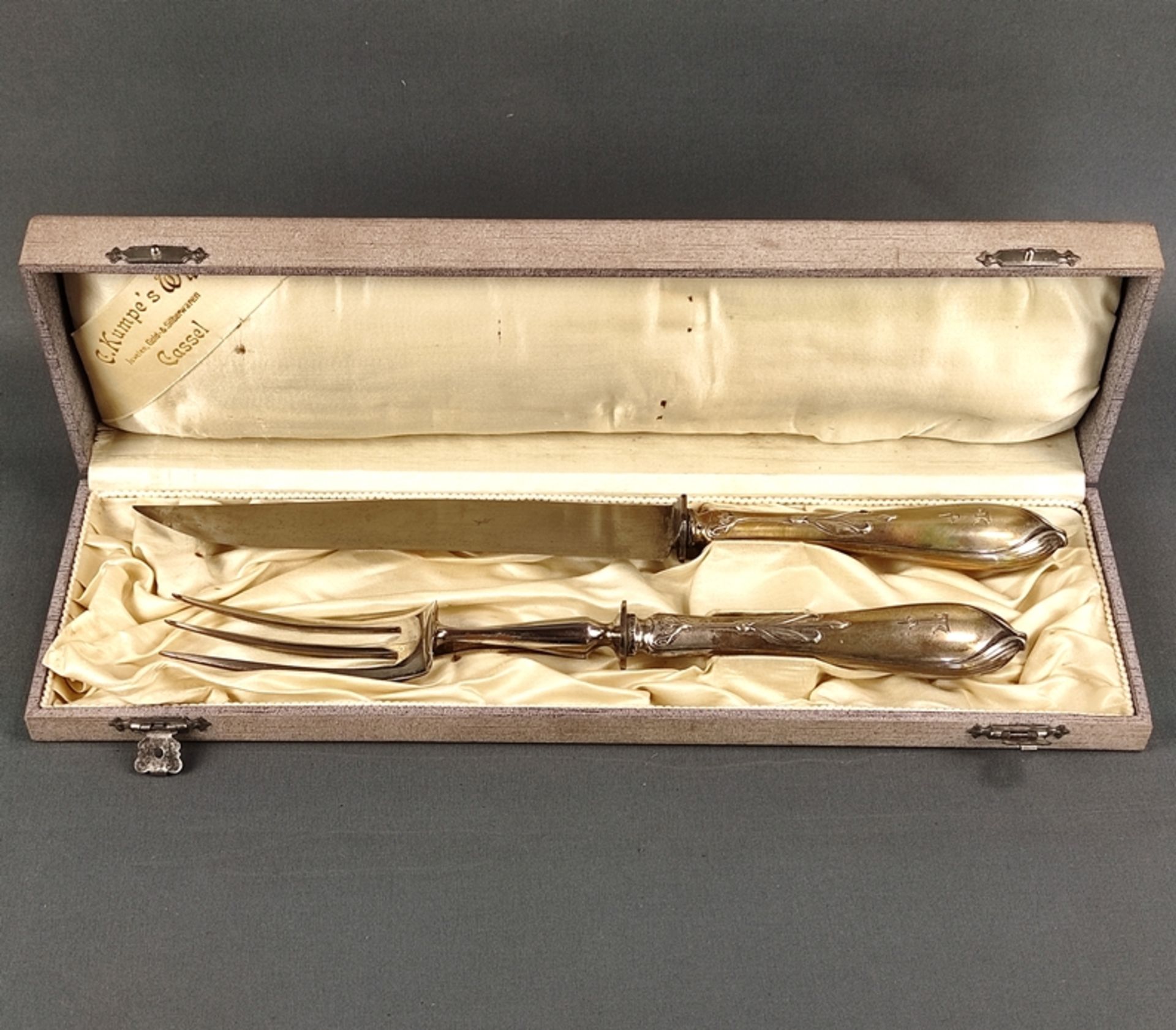 Presentation cutlery, silver 800, Koch and Bergfeld, Germany, Art Nouveau circa 1900, each with flo