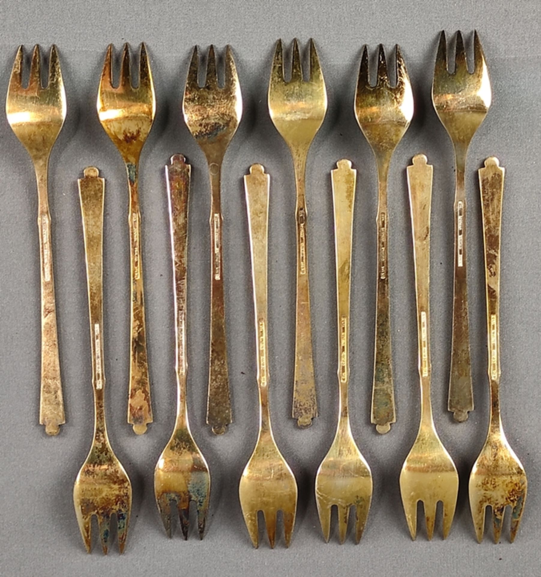 12 cake forks, sterling silver, 194g, Denmark, Egon Lauridsen, marked Ela, two each in the same col - Image 3 of 4