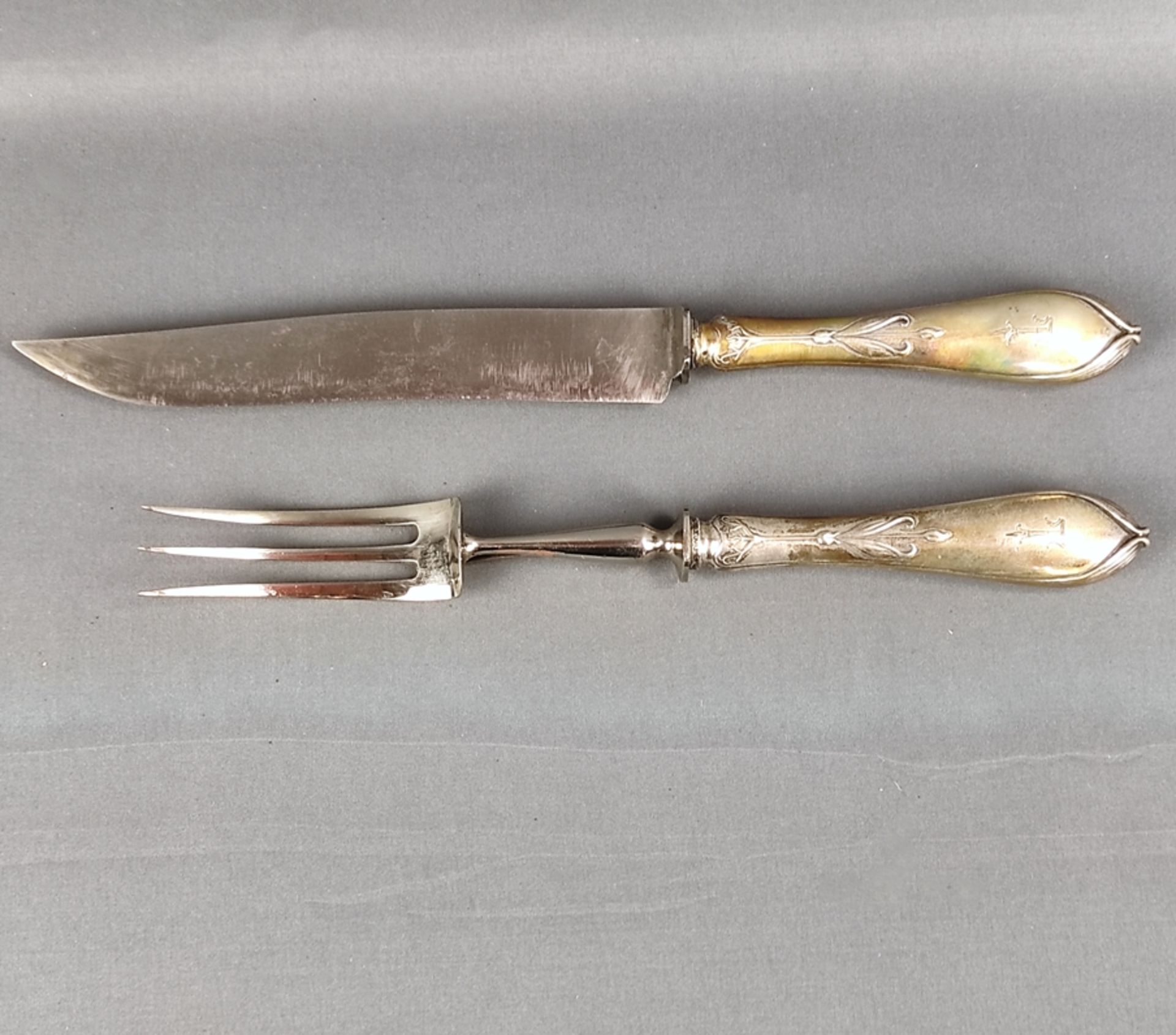Presentation cutlery, silver 800, Koch and Bergfeld, Germany, Art Nouveau circa 1900, each with flo - Image 2 of 5