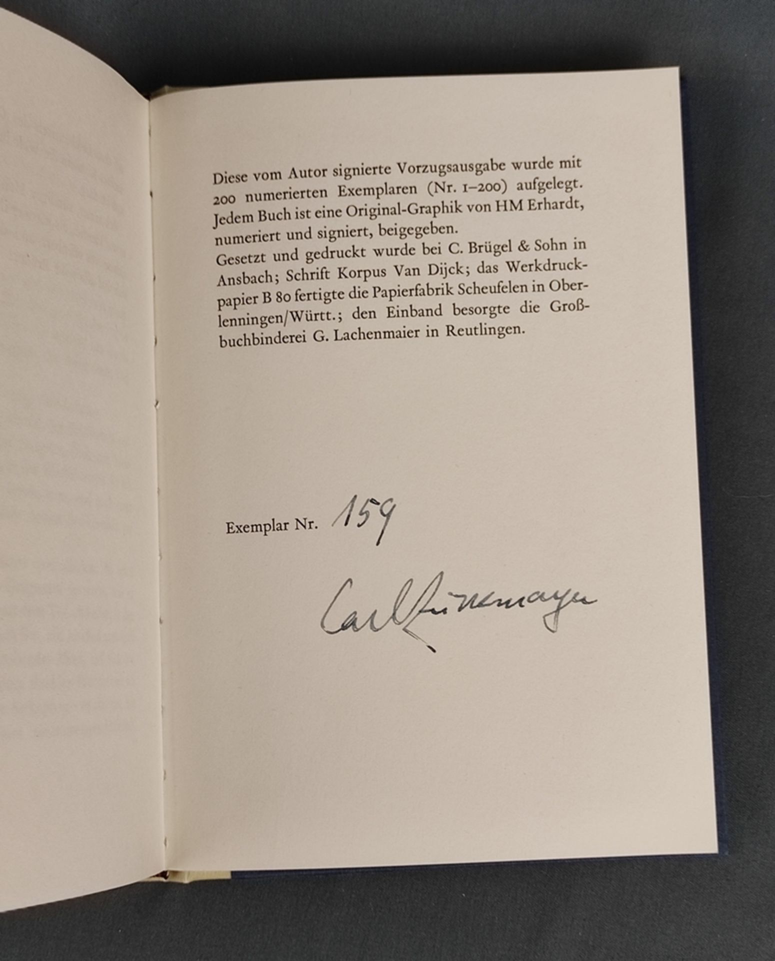 Zuckmayer, Carl "Die Fasnachtsbeichte", Ex. 159/200, signed by hand, 1971, 256 pages, 12 illustrati - Image 5 of 5