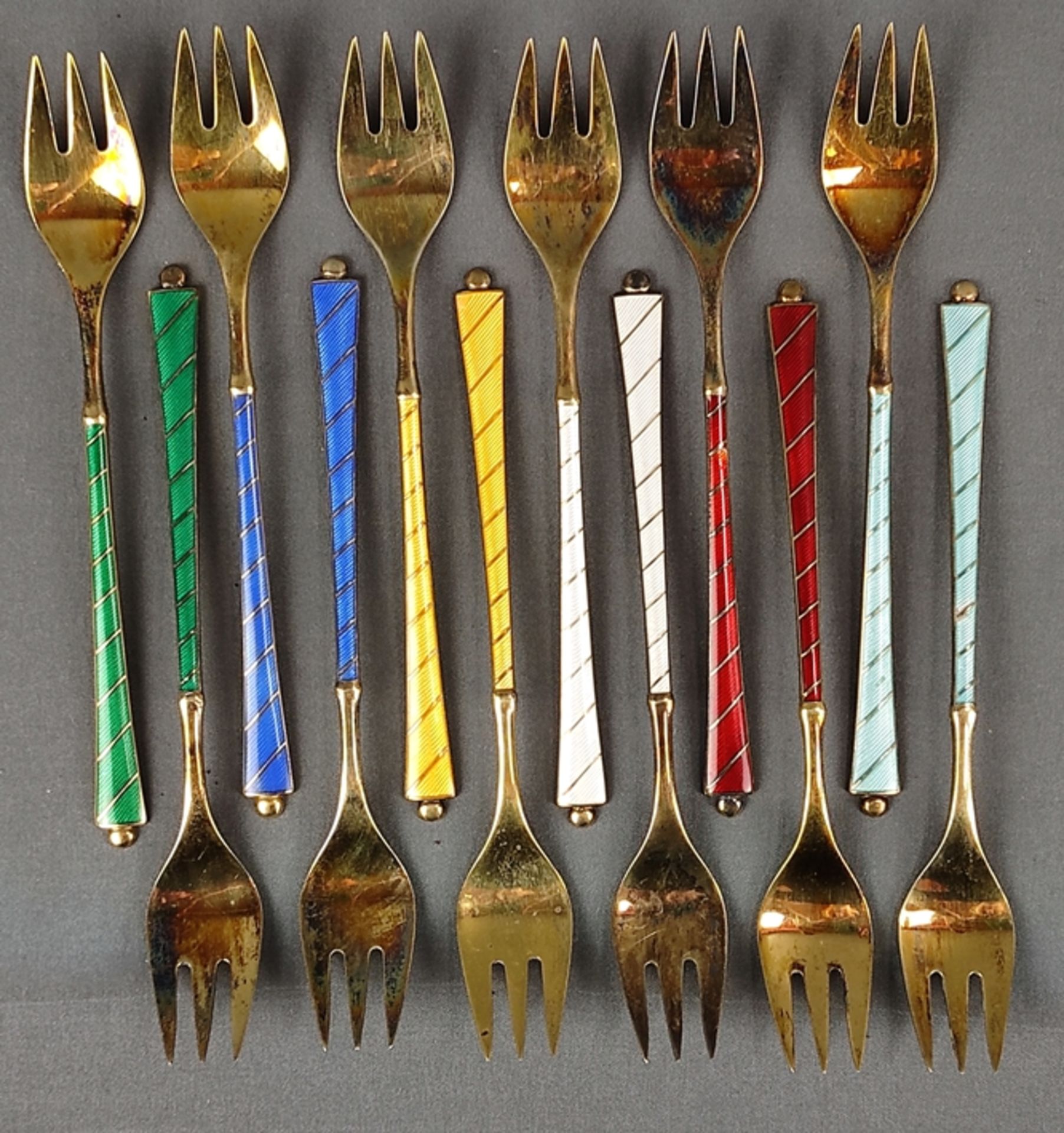 12 cake forks, sterling silver, 194g, Denmark, Egon Lauridsen, marked Ela, two each in the same col - Image 2 of 4