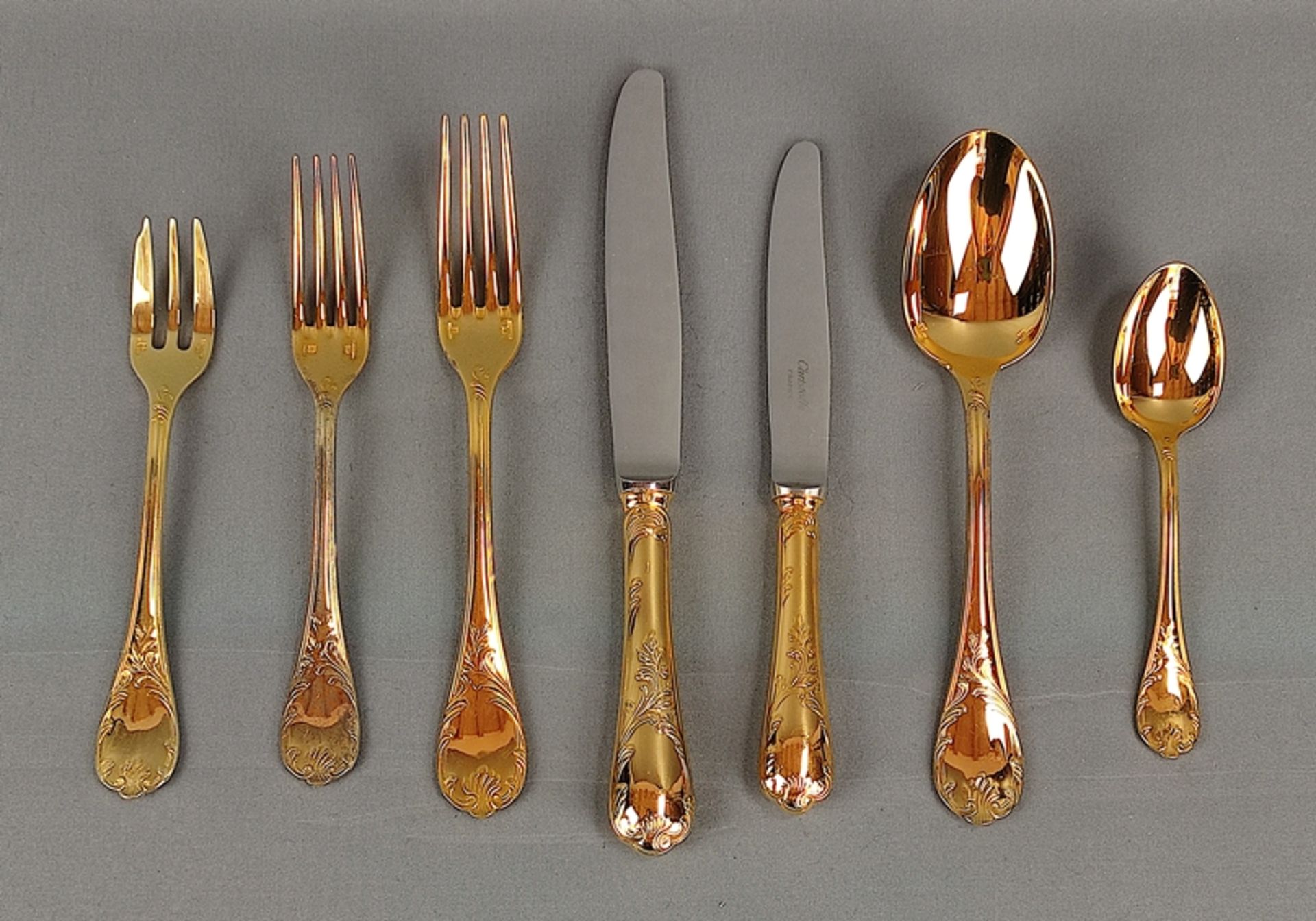Cutlery set, Christofle, Paris, decor Marly, gilded, 80 pieces, for at least 6 persons, consisting  - Image 2 of 5