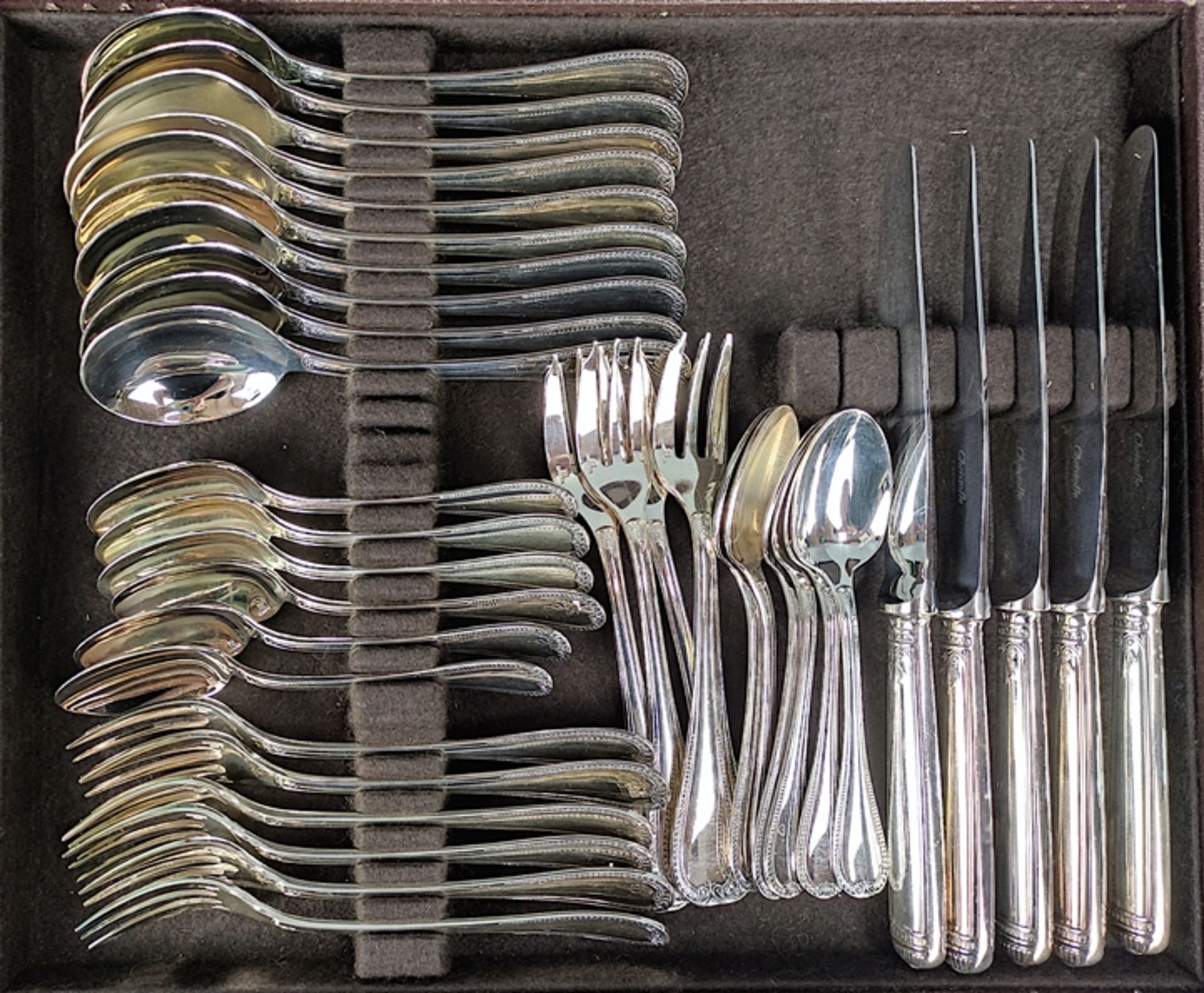 Cutlery set, Christofle, Paris, decor Malmaison, silver plated, for at least 8 persons, consisting  - Image 3 of 7