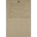 Albert Schweitzer, eigenhändiges Manuskript, 1/2 Seite, 21 x 32 cm, Februar 1932, Notizen zum Inhal