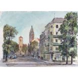 Berliner Aquarellist (20. Jahrhundert) "Gardekasernen am Spandauer Damm", und "Charlottenburg - Lui