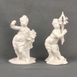 Zwei Porzellanfiguren, Nymphenburg, Weißporzellan, bestehend aus einem Putto als Ceres, Entwurf Bus