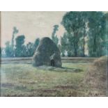 Büter, Bernhard (1883 Groß Berßen - 1959 Düsseldorf) "Sommerlandschaft mit Bauern bei der Heuernte"