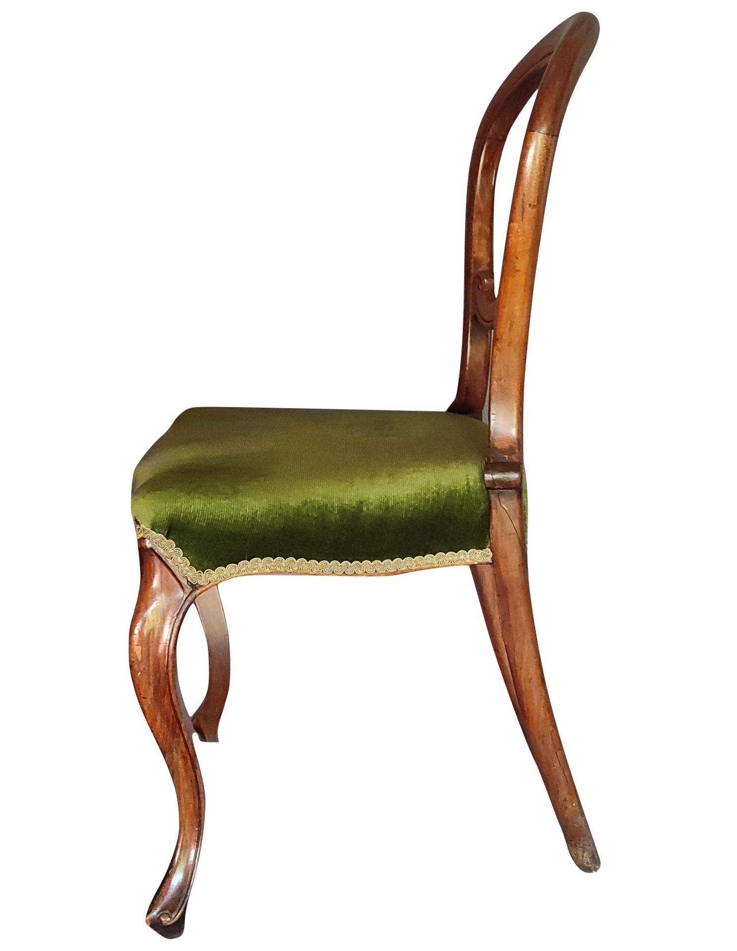 Ornamental side chair, Viennese Baroque, openwork and curved backrest, front legs curved with indic - Image 3 of 3