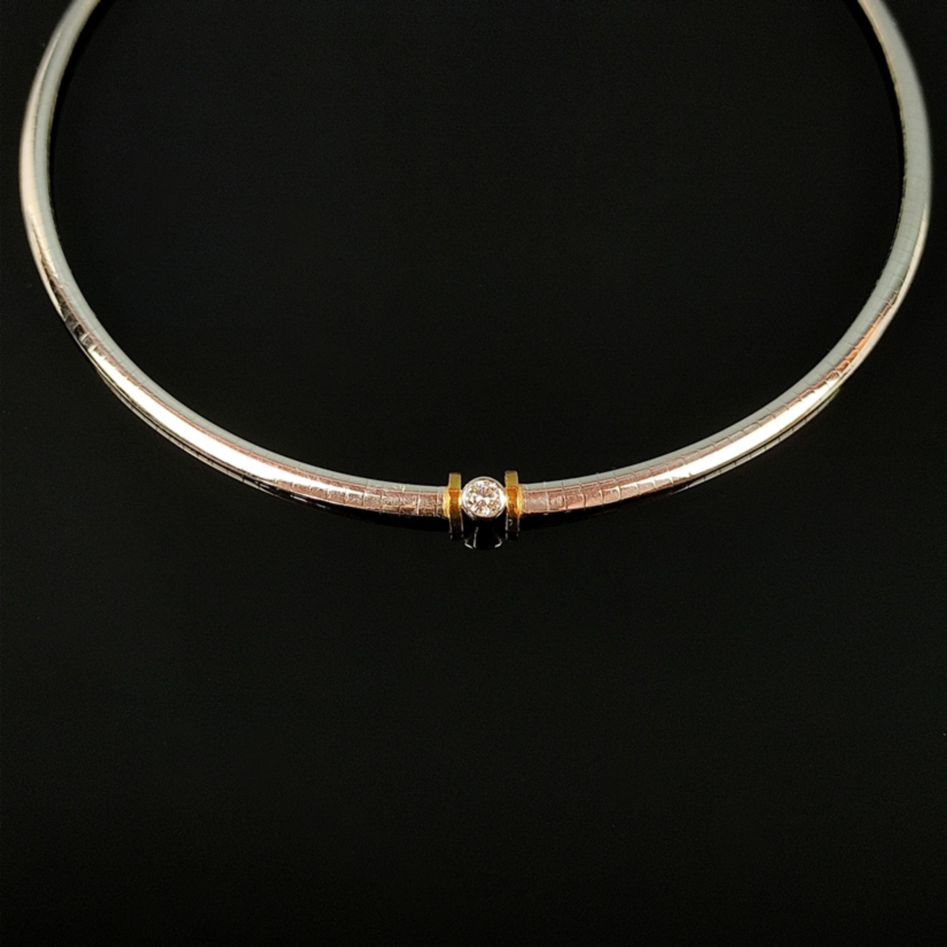 Exclusive diamond necklace, 750/18K white/yellow gold, 30,13g, center diamond of ca. around 0,33ct.