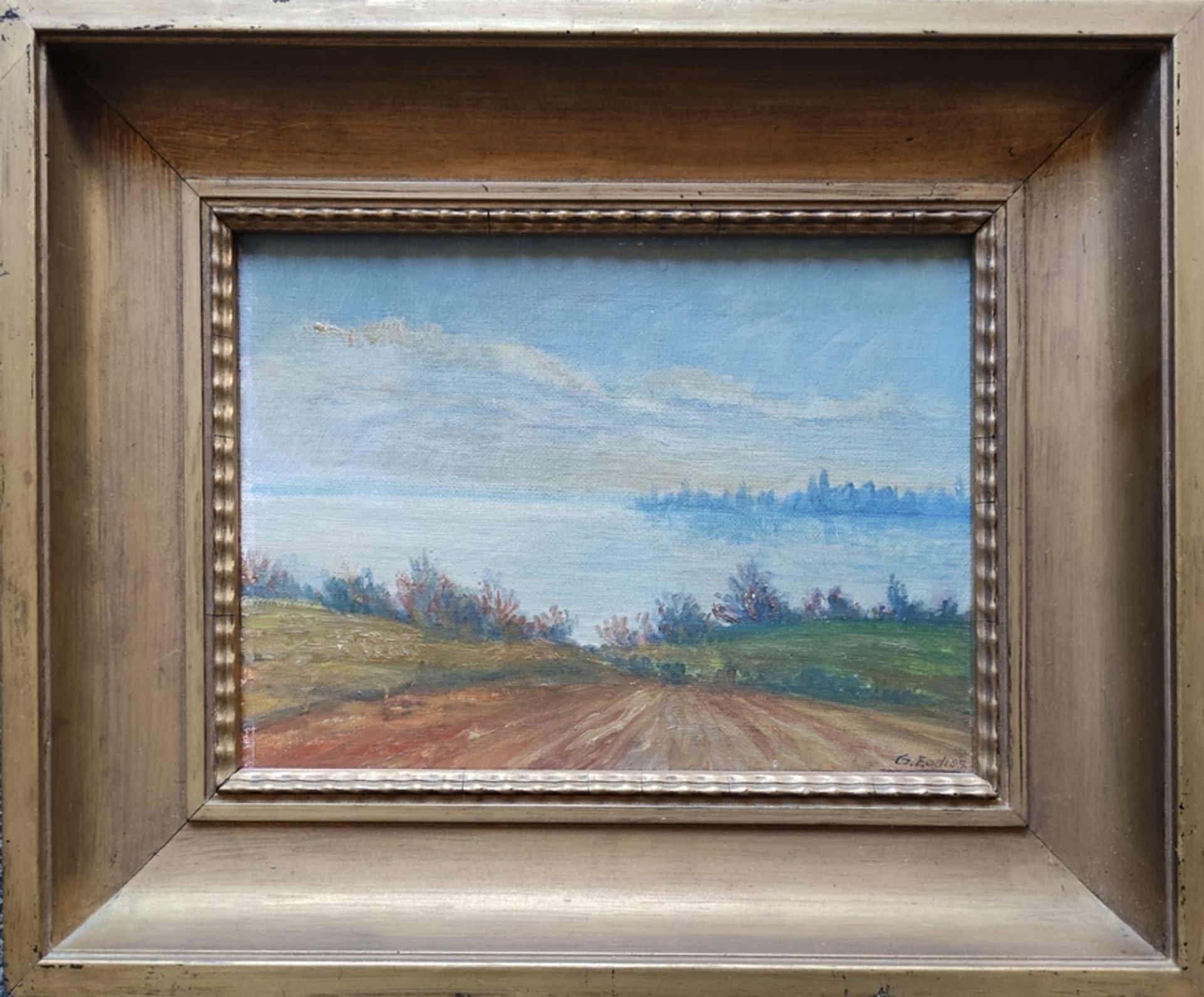 Endres, Gerdrud (1876 Rastatt - 1950 Konstanz) "Blick auf den Bodensee", Öl auf Platte, rechts unte - Bild 2 aus 3