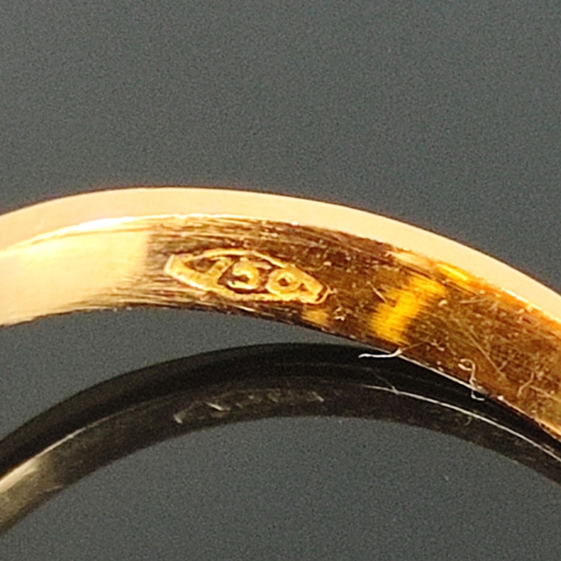Zitrin-Ring, 750/18K Gelbgold (punziert), Gesamtgewicht 7,15g, mittig von modernen Krappen eingefas - Bild 3 aus 4