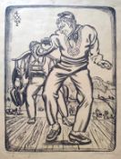 Oesch, Albert Sebastian (1893 - 1920 St. Gallen) "Appenzeller beim Tanz", Lithographie, in der Plat