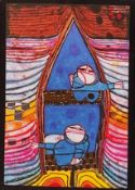 Hundertwasser, Friedensreich (1928 Wien - 2000 Pazifischer Ozean/Neuseeland) Kunstdruck mit Metallp