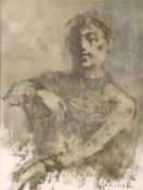 Seidel, Erich (1895 Plauen - 1984 Wallhausen) "Sitzender Mann", Öl auf Papier, rechts unten signier