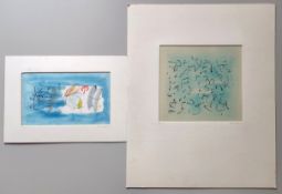 Aquarellist (20. Jahrhundert) "2 abstrakte Aquarelle", beide hinter Passepartout, beide mit Bleisti