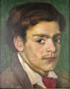 Kohler, Albert Stefan (1883 Basel-1946 Ascona) "Studienkopf", adrett gekleideter junger Mann, Öl au
