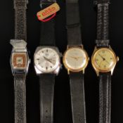 Konvolut 4 Vintage-Armbanduhren, bestehend aus Ankra, Automatik, rundes Ziffernblatt mit Indizes un