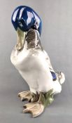 Große Entenfigur, Rosenthal, Entwurf Willi Zügel, Modell K250, stehende Ente mit geneigtem Kopf, au