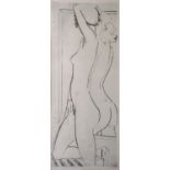 Ackermann, Max (1887 Berlin - 1975 Bad Liebenzell) "Frauenakt vor einem Spiegel", junge Frau steht 