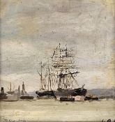 Clarenbach, Max (Neuss 1880 - Wittlaer 1952) "Maas Rotterdam", Ansicht von mehreren Segelschiffen a