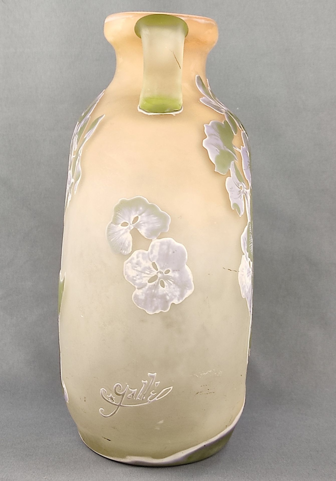 Large art nouveau double handle vase "Groseilles", Emile Gallé, oval form with flattened sides, ind - Image 2 of 6
