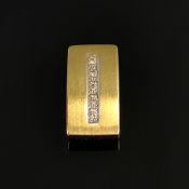 Moderner Gold-Brillant-Anhänger, 585/14K Gelbgold, 2,9g, besetzt mit 5 kleinen Diamanten, Fassungen