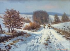 Rohrbach, Walter (1939 - 2021) "Weg zur Treibjagd" in winterlicher Landschaft, rechts unten signier