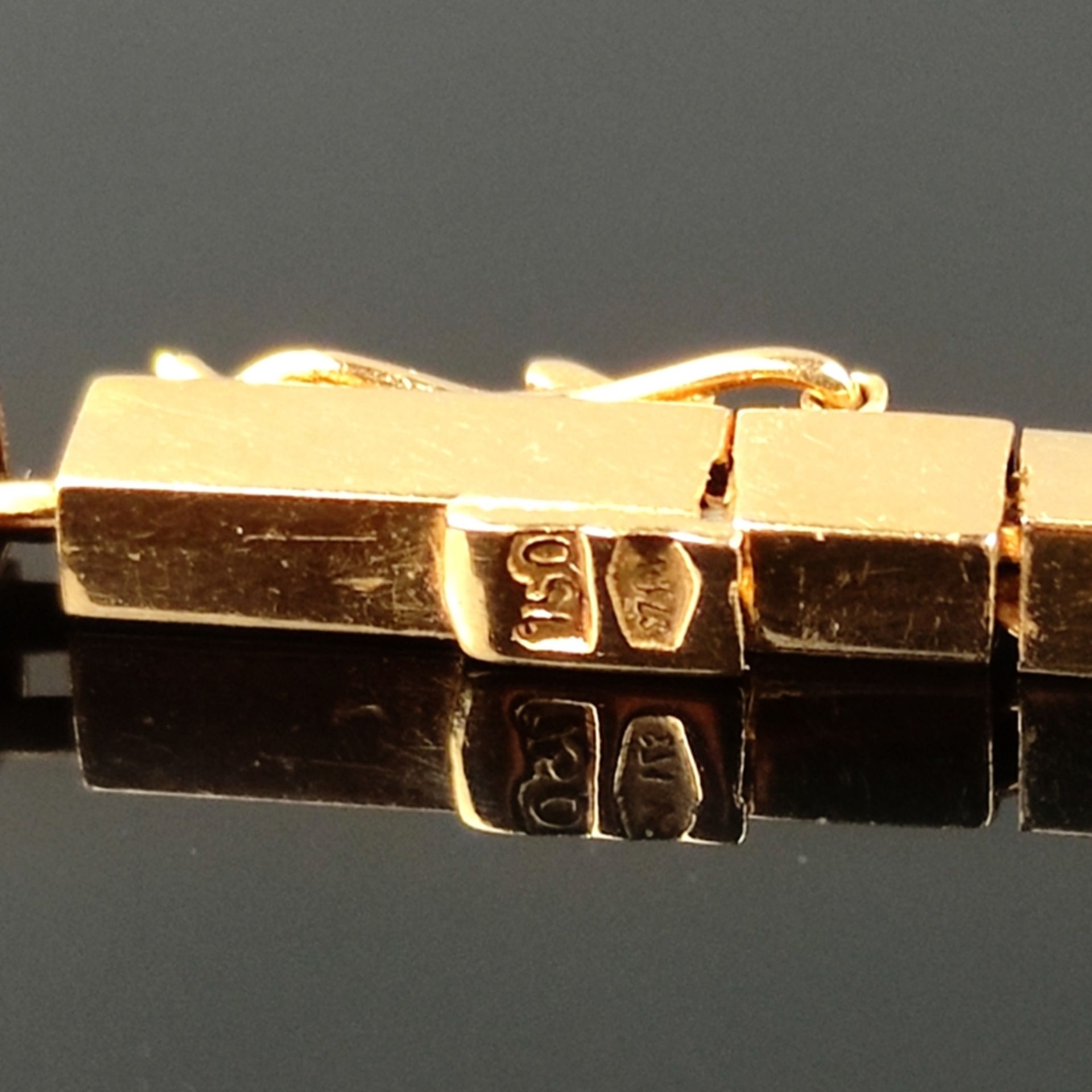 Collier, 750/18K Gelbgold (punziert), Gesamtgewicht 32,9g, rechteckige hohle Glieder, innen Glieder - Bild 2 aus 2