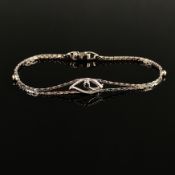 Designer Silberarmband, Silber 835, punziert, 4,0g, zweisträngiges Armband mit zentraler ovaler Auf