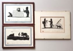 Napartuk, Henry (1932-1985 Kanada) drei Grafiken: "Eskimo Hunter and Seal", "Eskimo building Igloo"