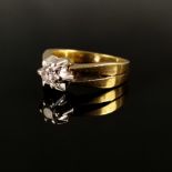 Brillant-Gold-Ring, 585/14K Gelbgold, 6,62g, mittig eingefasster Diamant um 0,28ct, Ringgröße 57