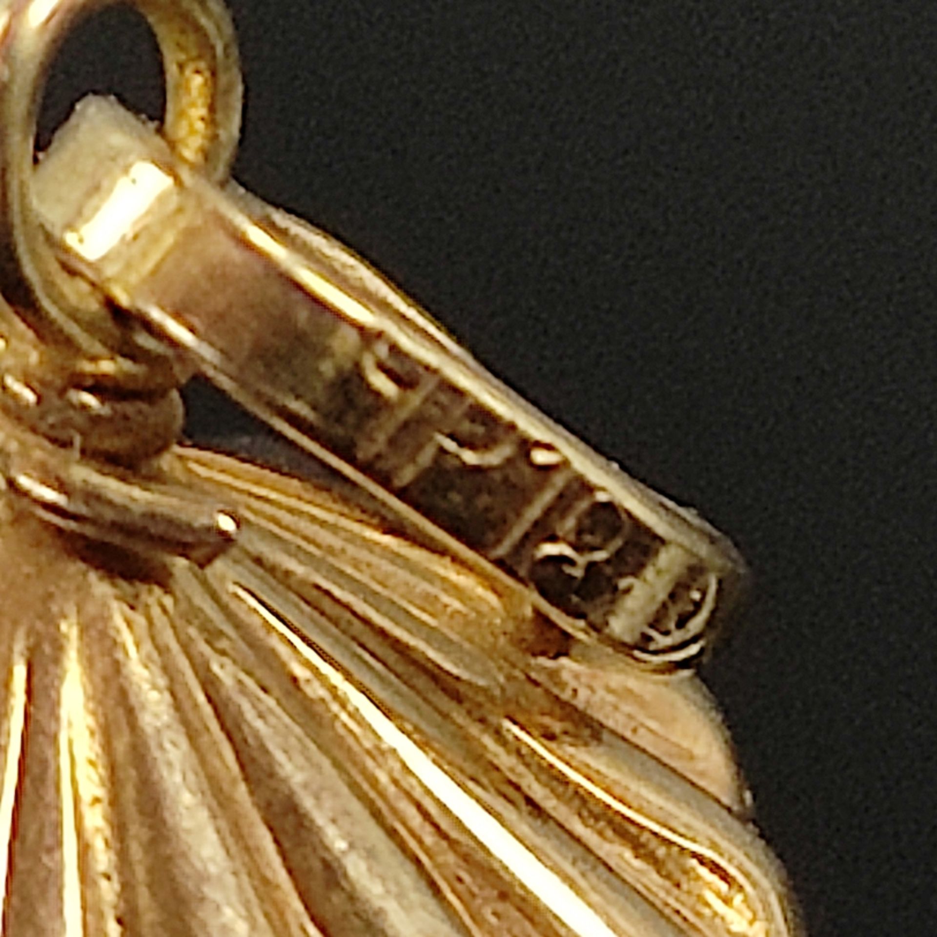 Außergewöhnlicher Anhänger an Kette, 585/14K Gelbgold, kleiner Käfig, innen eine Perle, Größe 20x9m - Bild 2 aus 4