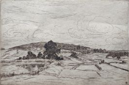 Steininger, Ferdinand (1882 Leipzig - 1959) "Landschaftsausblick", Radierung, links unten unleserli