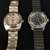 Zwei Automatik Armbanduhren, Arsamatic, Automatic, ovales Ziffernblatt mit Datumsanzeige bei 6, Sta