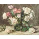 Hagemann, Oskar H. (1888 Holoubkov - 1984 Karlsruhe) "Floral Still Life" with roses in vase, oil on