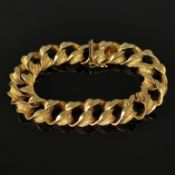 Bracelet, 585/14K yellow gold (hallmarked), 43.8g, crafted from twisted and textured links, pin buc