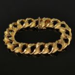 Bracelet, 585/14K yellow gold (hallmarked), 43.8g, crafted from twisted and textured links, pin buc