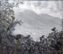 Golding, Tomás (1909 - 1985) "Caracas", Blick auf die Stadt von einer Anhöhe aus, im Hintergrund Bl