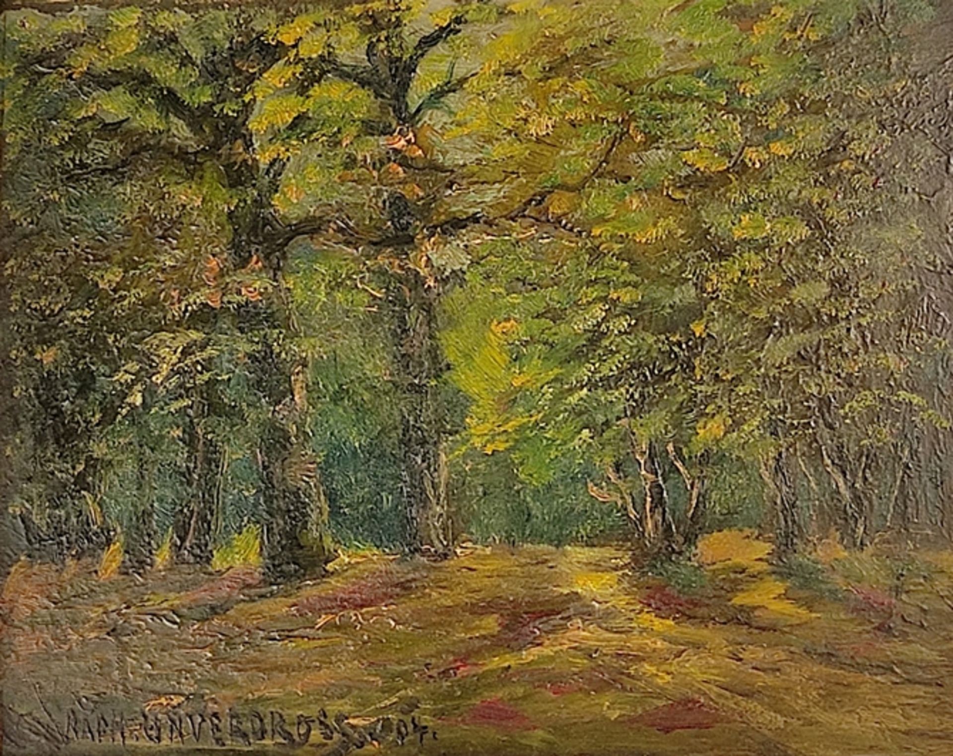 Unverdross, Raphael Oskar (1873 Düsseldorf - 1952) zwei Gemälde, "Sommerlandschaft", sommerlicher W - Bild 5 aus 7