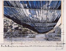 Christo (1935 Gabrowo - 2020 New York) "Over the River (1999)", Offset-Druck, rechts unten signiert