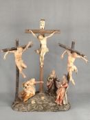 Kreuzigungsgruppe (18. Jahrhundert) vollplastische Skulptur, Kreuzigungsszene auf dem Berg Golgota,