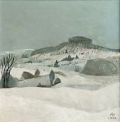 Siekiersky, Alfred Friedrich (1911 Durlach - 1991 Karlsruhe) "Hopfenberg im Winter", Öl auf Leinwan