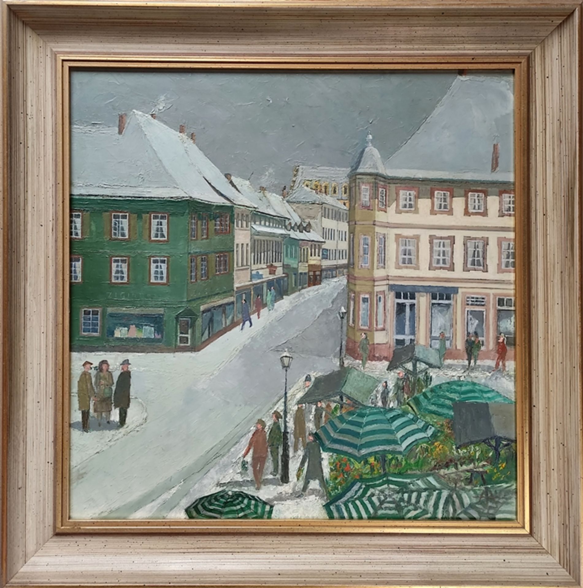 Siekiersky, Alfred Friedrich (1911 Durlach - 1991 Karlsruhe) "Marktplatz Durchlach im Winter", Öl a - Bild 2 aus 5