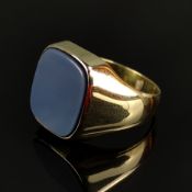 Antiker Lagenstein-Ring, 585/14K Gelbgold (punziert), Gesamtgewicht 7,54g, grau-blauer Lagenstein, 