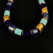 Designer Murano necklace with gold avertine, silver 925, in 585/14K yellow gold plated, total weigh