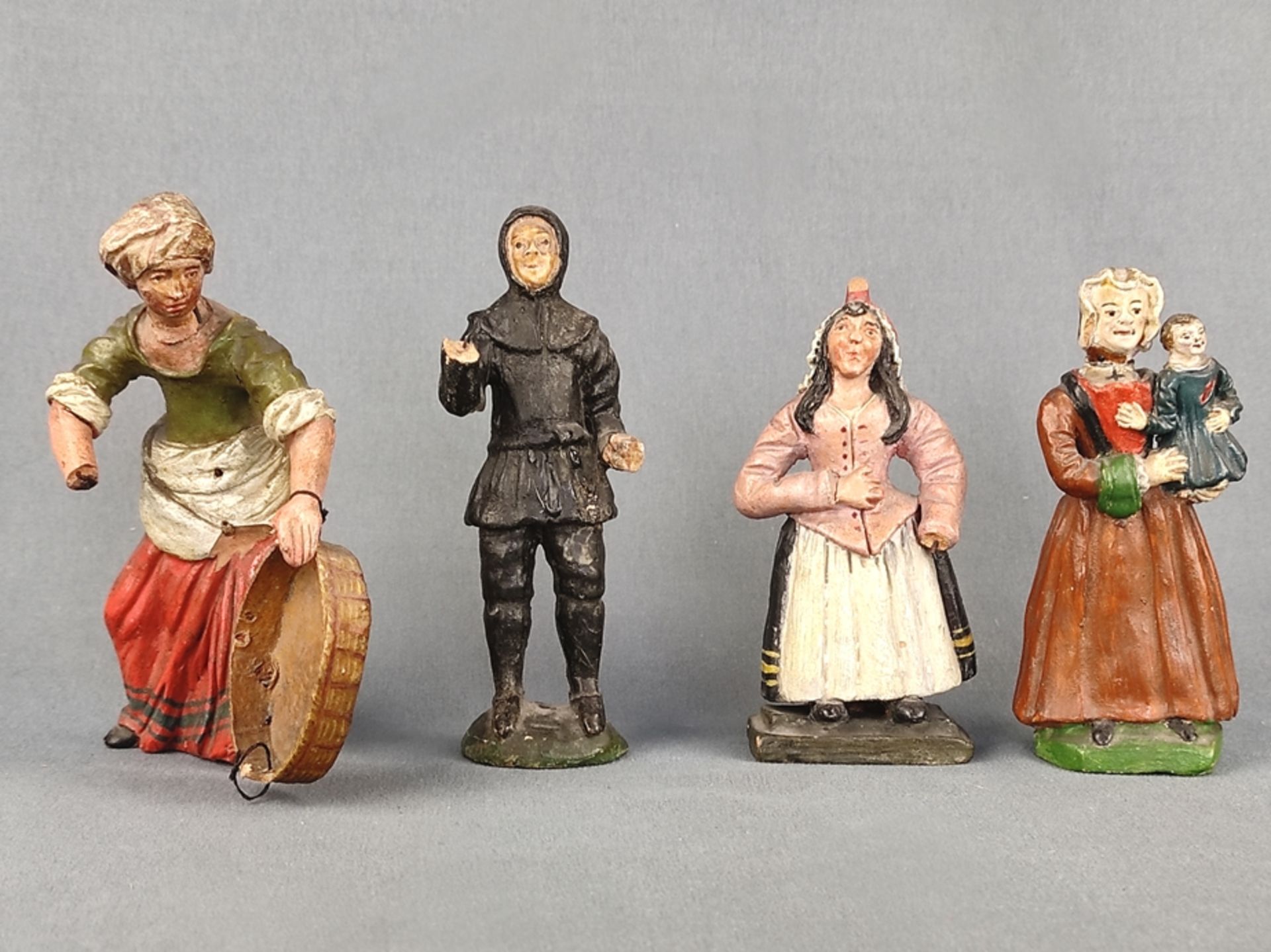 15 figurines, 19th century, terracotta, colourfully painted, one signed on base J: Göth., height of - Image 4 of 7