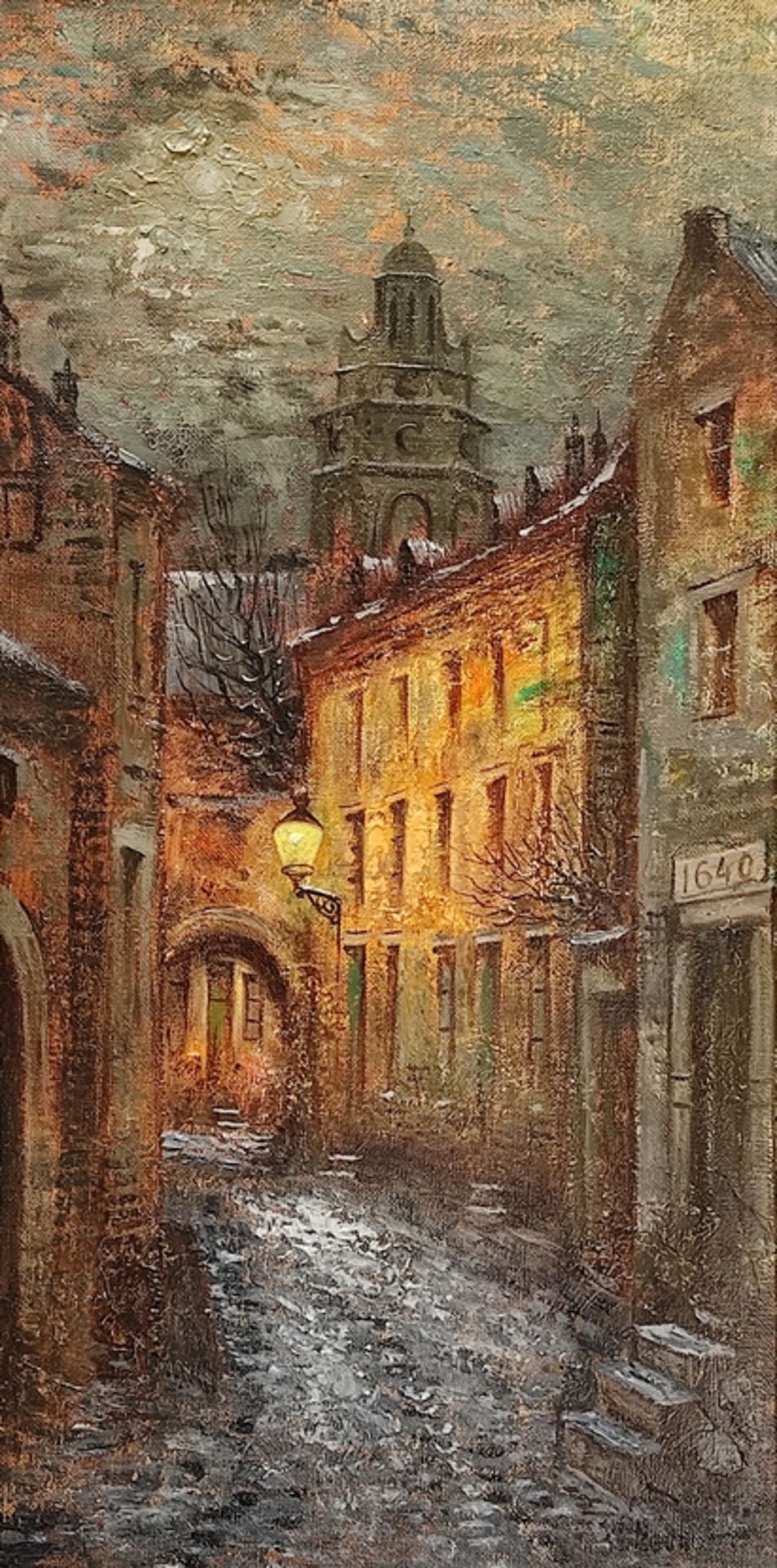 Neuhof, Waltère Joseph (1904 Maastricht - 1982) "Winterabend in Maastricht", Öl auf Leinwand, recht