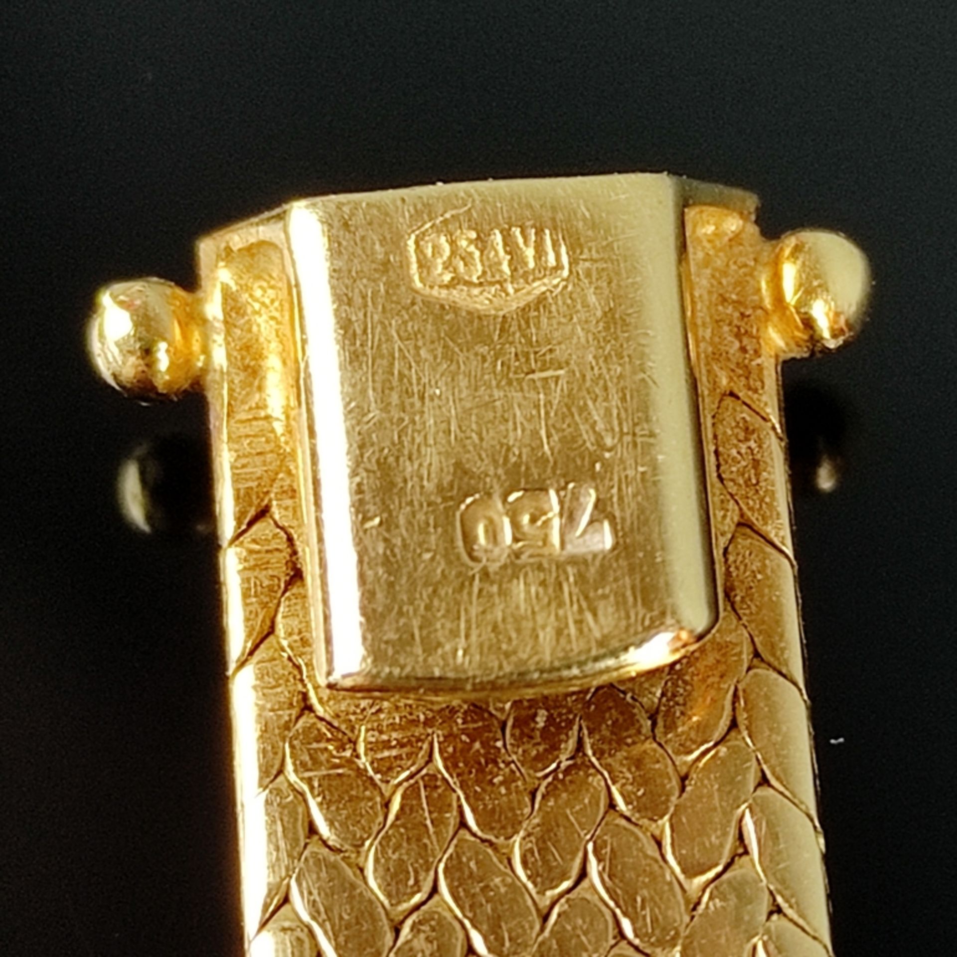 Armband, 750/18K Gelbgold (gepunzt und getestet), Italien, 30,37g, flexibles Band mit Steckschließe - Bild 3 aus 3