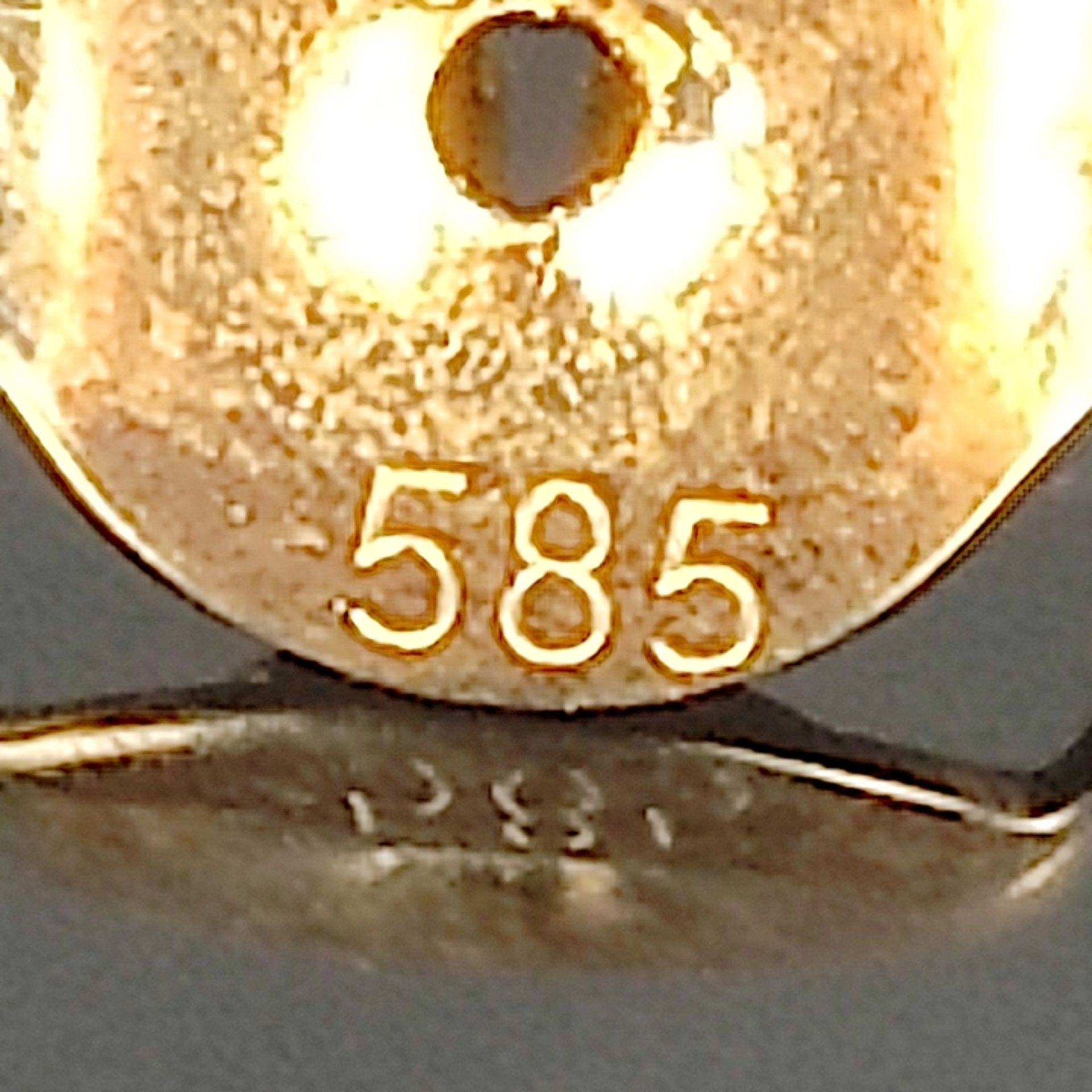 Paar Gold-Ohrstecker, 585/14K Gelbgold (punziert), 2,5g, mittig oval facettierte Schmucksteine in r - Bild 3 aus 3